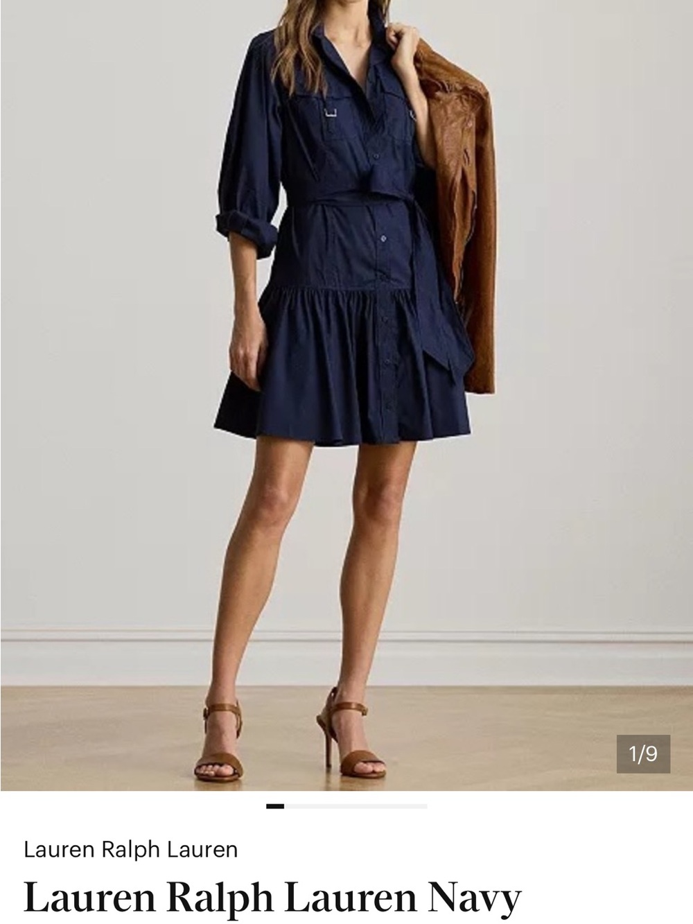 Lauren Ralph Lauren Navy Button-Front Shirtdress
